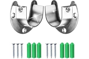SYCNB Wardrobe Bracket Heavy Duty Stainless Steel Rod Socket Flange Rod Holder Closet Rod End Supports, 1-1/3" Diameter,U Shaped,Easy Installation Quick Removal Support 200KG-2pcs.