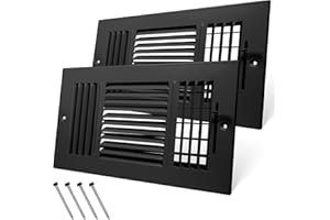 BYEWIRE 10 x 6 Inch (Duct Opening) 3-Way Vent Casing Black Sidewall and Ceiling Exhaust Covers, Rugged Solid Steel HVAC Covers 2 Pack Black
