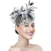 Fascinator Tea Party Hat Women 20s 50s Wedding Cocktail Flower Mesh Feathers Hair Clip for Carnival Halloween