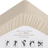 Bedsure Super King Fitted Sheet Deep Pocket 40cm Beige 180x200cm view 5