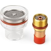 Torch Glass Cup WP Welding Torch Kit, Collets Body Gas Lens Welding Accessory for WP 17 18 26, High Heat Welding Torch Glass Cup with Washer and Silicone Ring (3/32in)