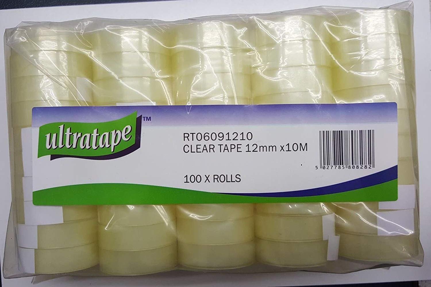 100 SMALL ROLLS OF ULTRATAPE CLEAR STICKY TAPE (12mm x 10m)