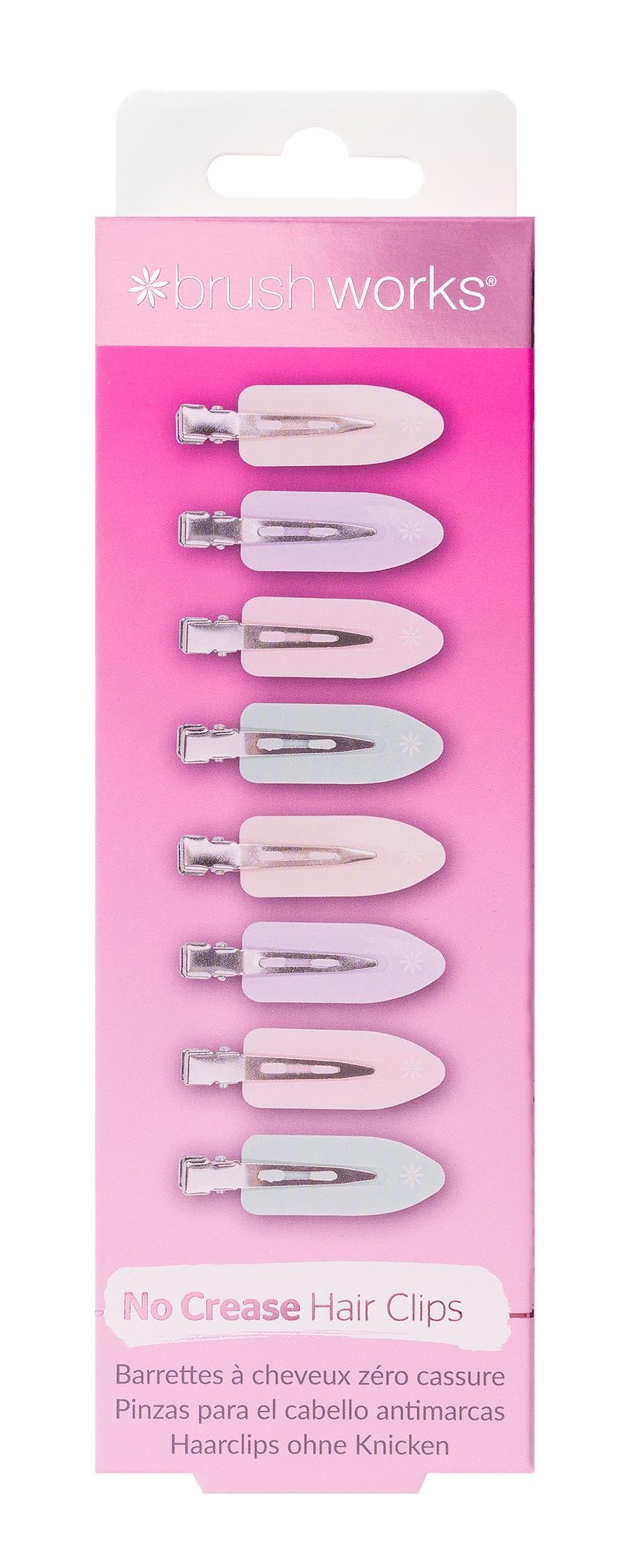 Brushworks No Crease Hair Clips – Pastel 8 Pack Lightweight Hair Styling Clips for Curl Setting, Flyaway Control, Sectioning & Makeup Application