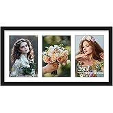 DUENPY 8x16 Collage Picture Frame, 5x7 Collage Picture Frame Displays Three 5x7 inch Photos, or 8x16 (Without Mat) for Availa