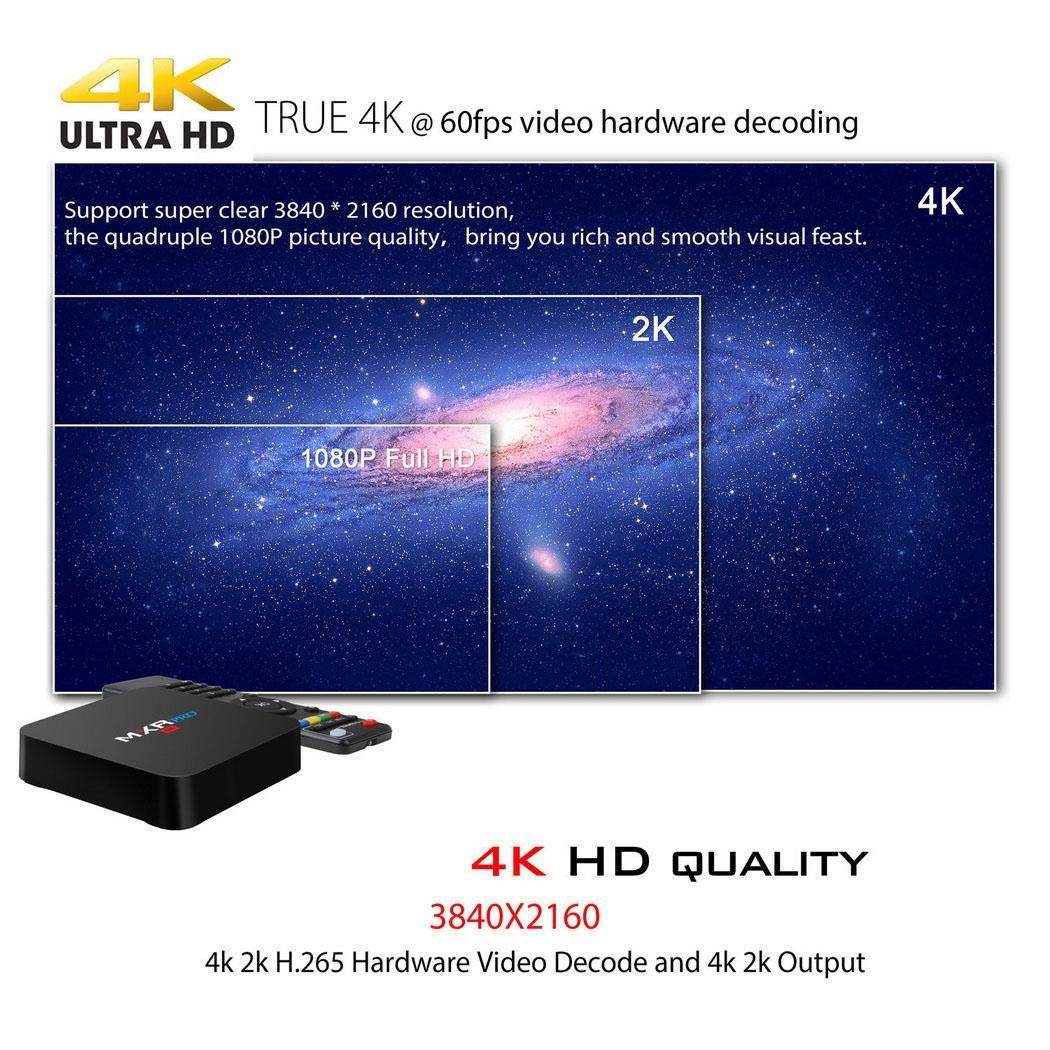 yagot MXQ Pro TV Box descodificador de Red Android 7.1 Inalámbrico 1080P Reproductor Smart TV WiFi Media Player 4K TV Box Accesorios (1 + 8GB)