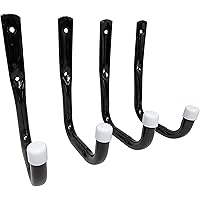 Shepherd Hardware 8089E Heavy Duty Steel Garage Storage / Medium Utility Hooks, 4 Pack,Black