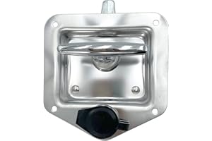 SKARUMMER L8815 Tool Box Latch T Handle Latches with Lock Highly Polished Stainless Steel Tool Box Locks for Trailer Door RV Camper Truck Bed Toolboxes - Folding T-Handle Latch with Gasket