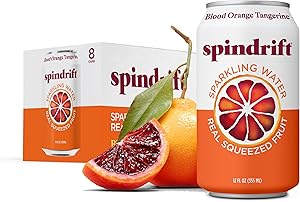 Spindrift Sparkling Seltzer Water, Blood Orange Tangerine Flavored, Made with Real Squeezed Fruit, 12 Fluid Ounce Cans, Pack 