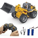 Fistone 9 Channel RC Front Loader, 4WD Alloy Shovel Loader Tractor, 2.4Ghz RC Bulldozer Construction Vehicle Radio Control Tr