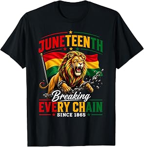 Men Juneteenth Shirt Lion Breaking Every Chain Since 1865 T-Shirt