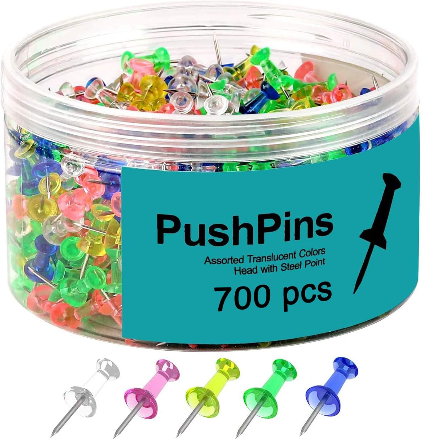 MROCO 700 Count Push Pins Assorted Colors Thumb Tacks, Map Thumb Tacks Plastic Push Pins Tacks with Sharp Point for Bulletin Board for Office or Home : Office Products
