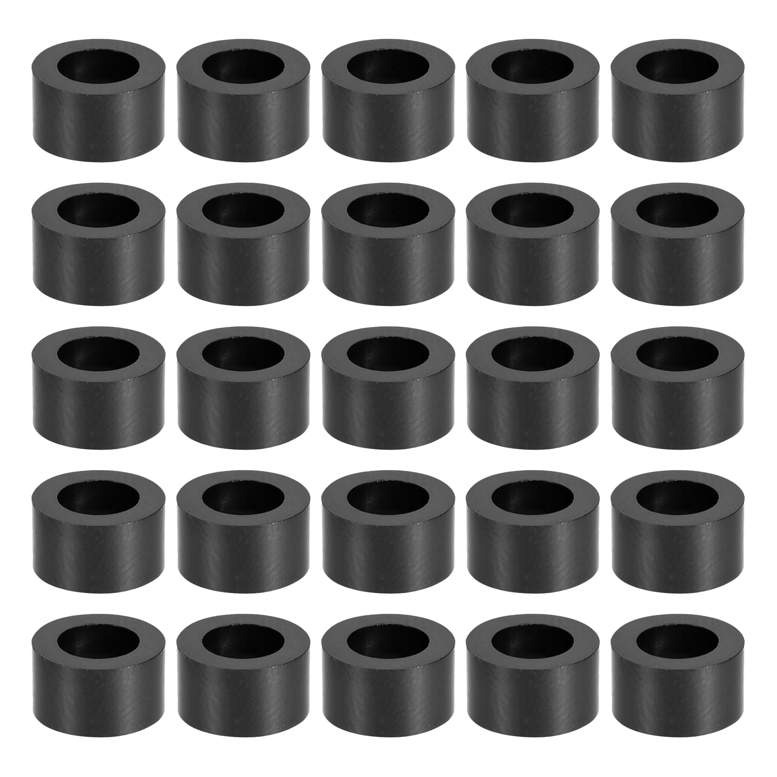 YOKIVE 500 Pcs Black Round Spacer, Not Threaded Washers with High Insulation Effect, Keep Height Consistent, Great for M5 Screws (ABS, 5.4mmx9mmx5mm)