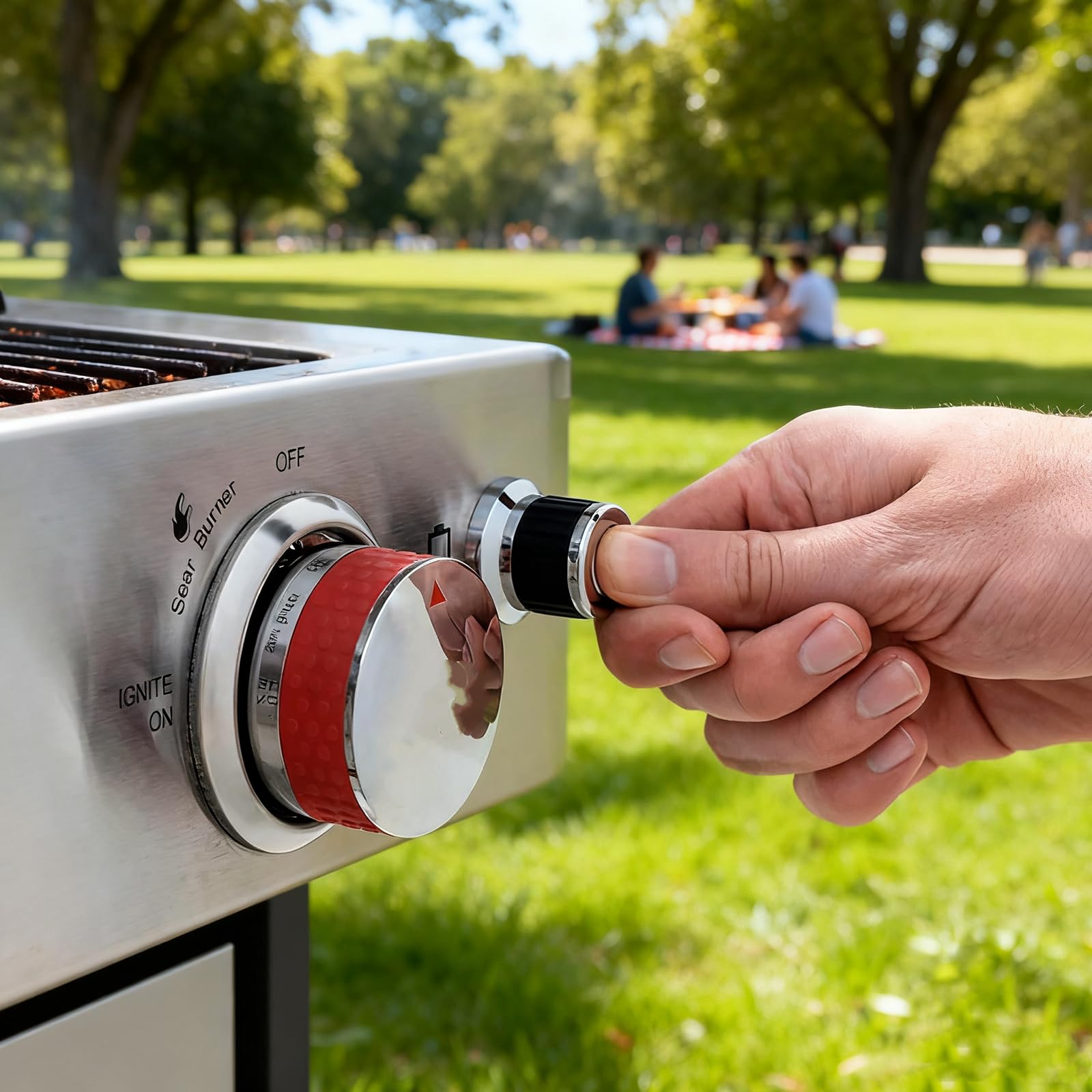 MCAMPAS Universal AA Battery Push Button Igniter - Gas Grill Replacement Compatible with Char-Broil, Nexgrill, Brinkmann, Blackstone Griddle (2 Outlet - Silver)