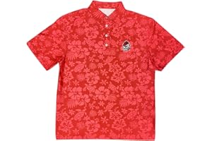 Wes and Willy Mens Sport Fan College Team SPF 50+ Performance Polo - Turtle and Hibiscus Print
