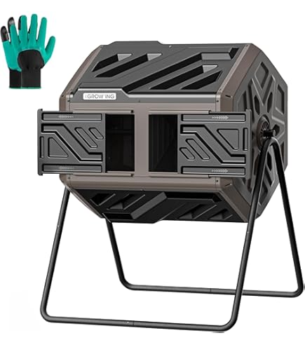 Compost Bin Outdoor Goplus 42-Gallon Dual Chamber Compost Tumbler ...