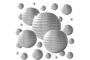 Silver Paper Lanterns - 25 Piece Set - Party Decorations for Birthdays, Weddings and Special Occasions by Avoseta