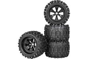Aimrock 17mm Hex 3.8 RC Wheels and Tires Pre-glued Combo for 1/10 Traxxas Maxx Tmaxx E-Revo Revo 3.3 1/8 Arrma Kraton Outcast Notorious 6S Redcat RC Monster Truck Off-Road Car, Set of 4