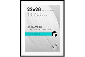 Americanflat 22x28 Poster Frame with Polished Plexiglass - Use as 18x24 Frame with Mat or Display 22x28 Photo Without Mat - S