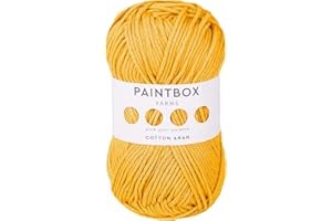 Paintbox Yarns 100% Cotton Aran Yarn 1.76oz (50g), 93 Yards (85m) - Mustard Yellow Worsted Wool for Crochet or Knitting - Soft, Lightweight for Clothes