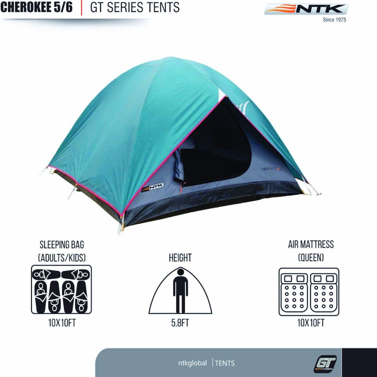 NTK Cherokee GT 5 to 6 Person Tent for Camping,10x10 Instant Tent 6 Person,Big Waterproof Dome Tent,Family Camping Tent for 6 Person,2500mm Warm & Cold Weather Tent,6 Man Cabin Tent for Camping - Image 3
