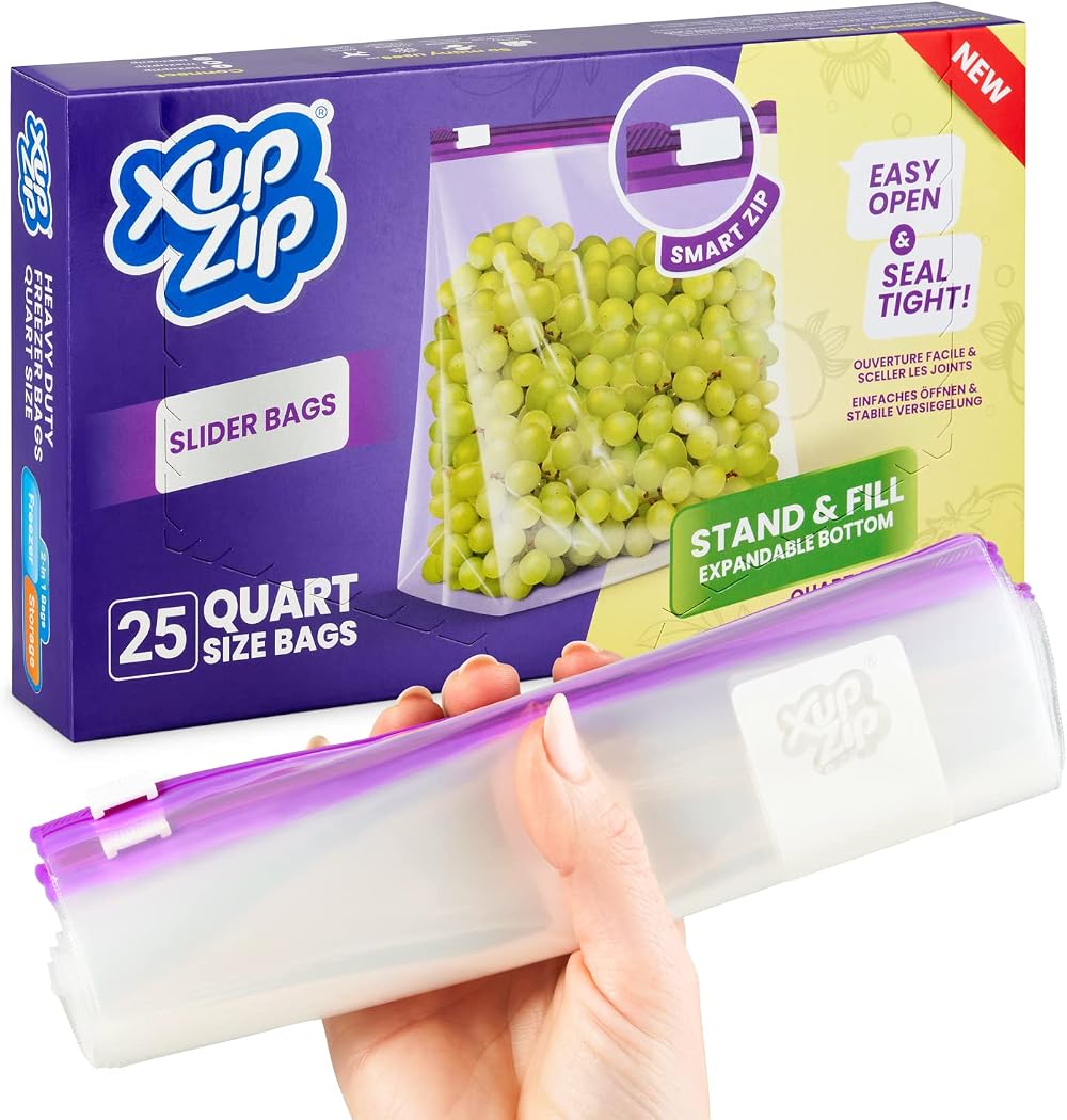 XupZip 4.55L Slider Freezer Bags Bamboo Seal 1 Gallon 15 Pcs