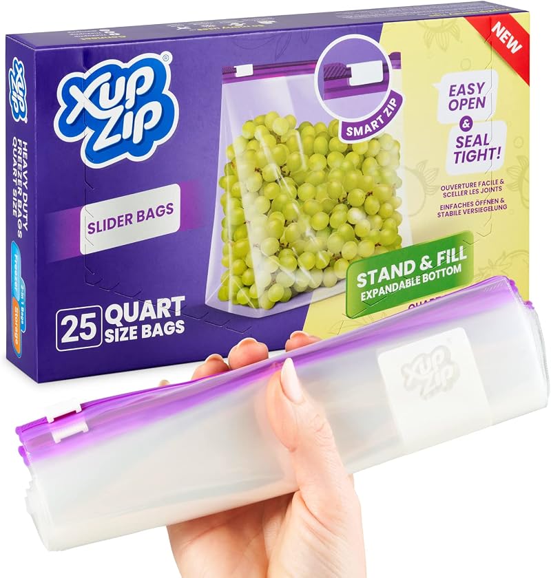 XupZip 4.55L Slider Freezer Bags Bamboo Seal 1 Gallon 15 Pcs