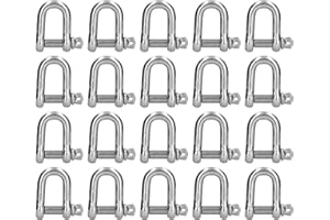 D Ring Shackle, 304 Stainless Steel D-Type Shackles, M4 Screw Pin Anchor Shackle for Traction Steel Wire Marine Land Lifting 