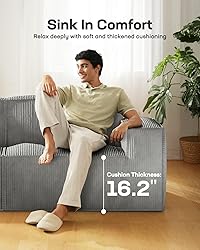 Marsail 80" L Shaped Sofa Modular, Corduroy Cloud