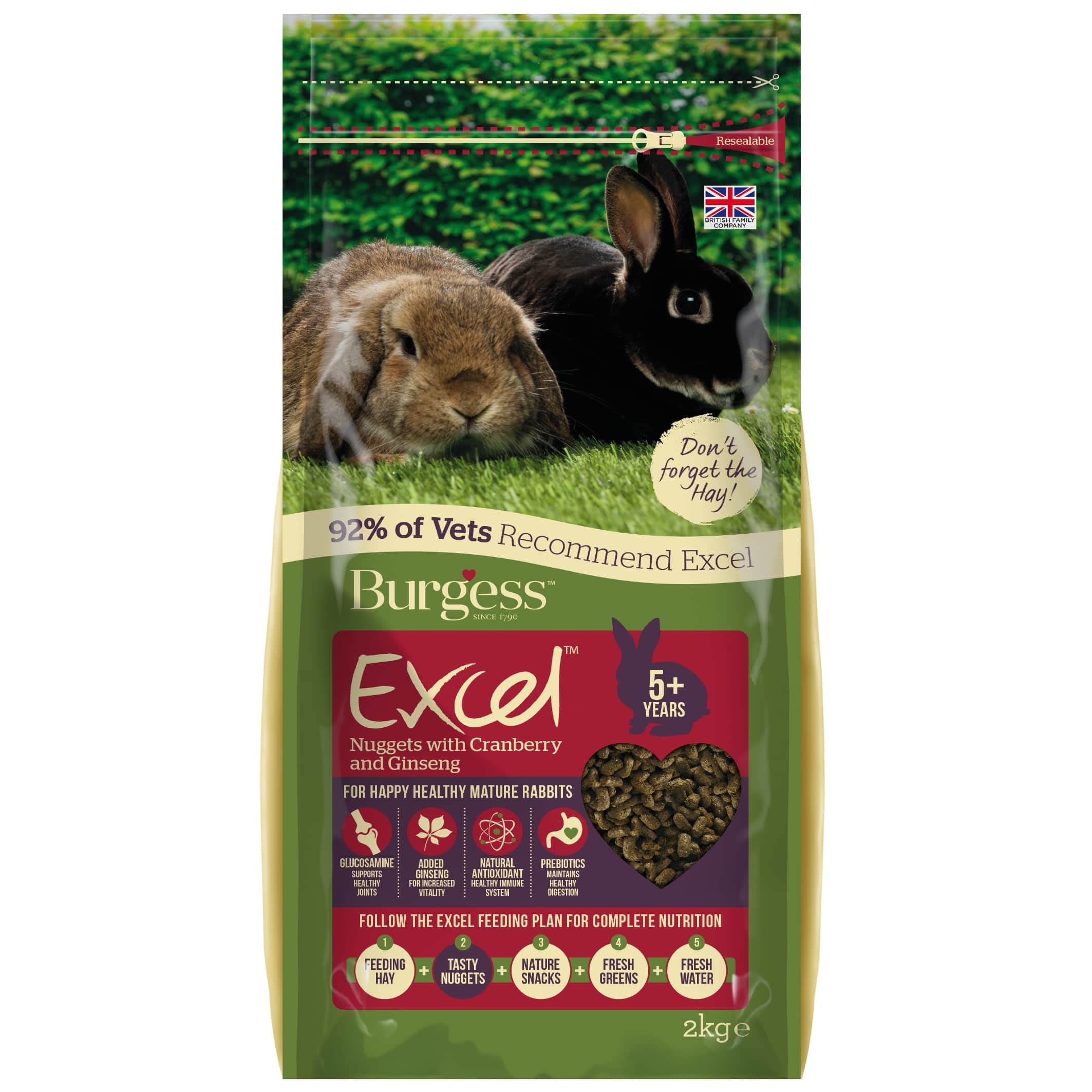 Burgess Excel Mature Rabbit Nuggets with Cranberry and Ginseng, 2kg