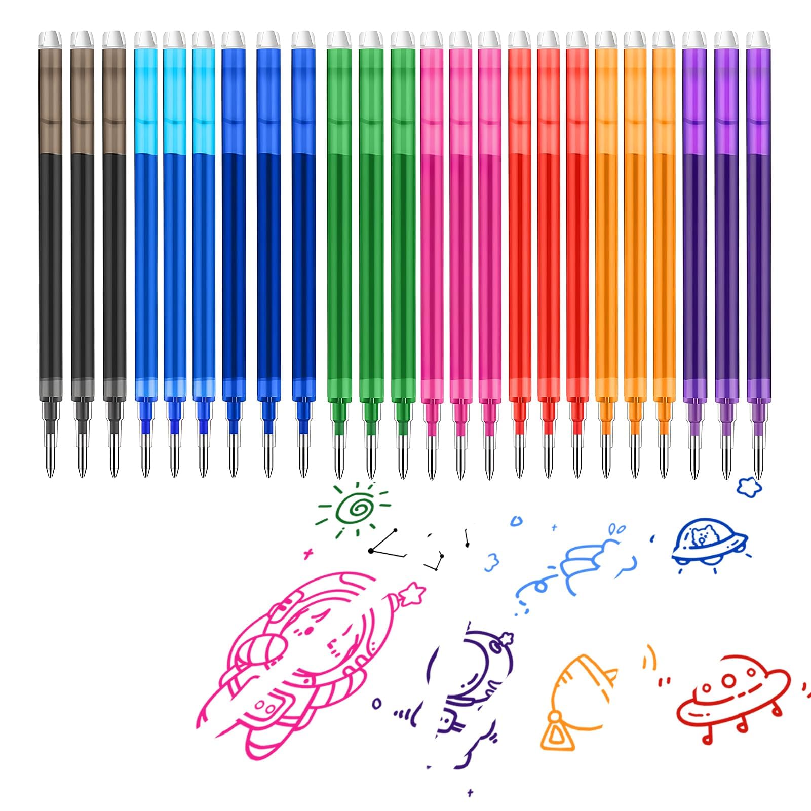 Photo 1 of 0.7 mm Erasable Gel Ink Pen Refills Compatible with Frixion Friction, Smooth Writing Multicolor Retractable Fine Point Pen Refill for School Office Home Art (8 Colors, 24)