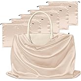 Manyshofu 7 Pack Satin Dust Bags for Handbags Storage, Silky Shoe Bag Beige Drawstring Bags for Shoes & Purses - Silk Dust Cover Bag Dustproof Protector Travel Storage Pouch(19.6 x 15.7)