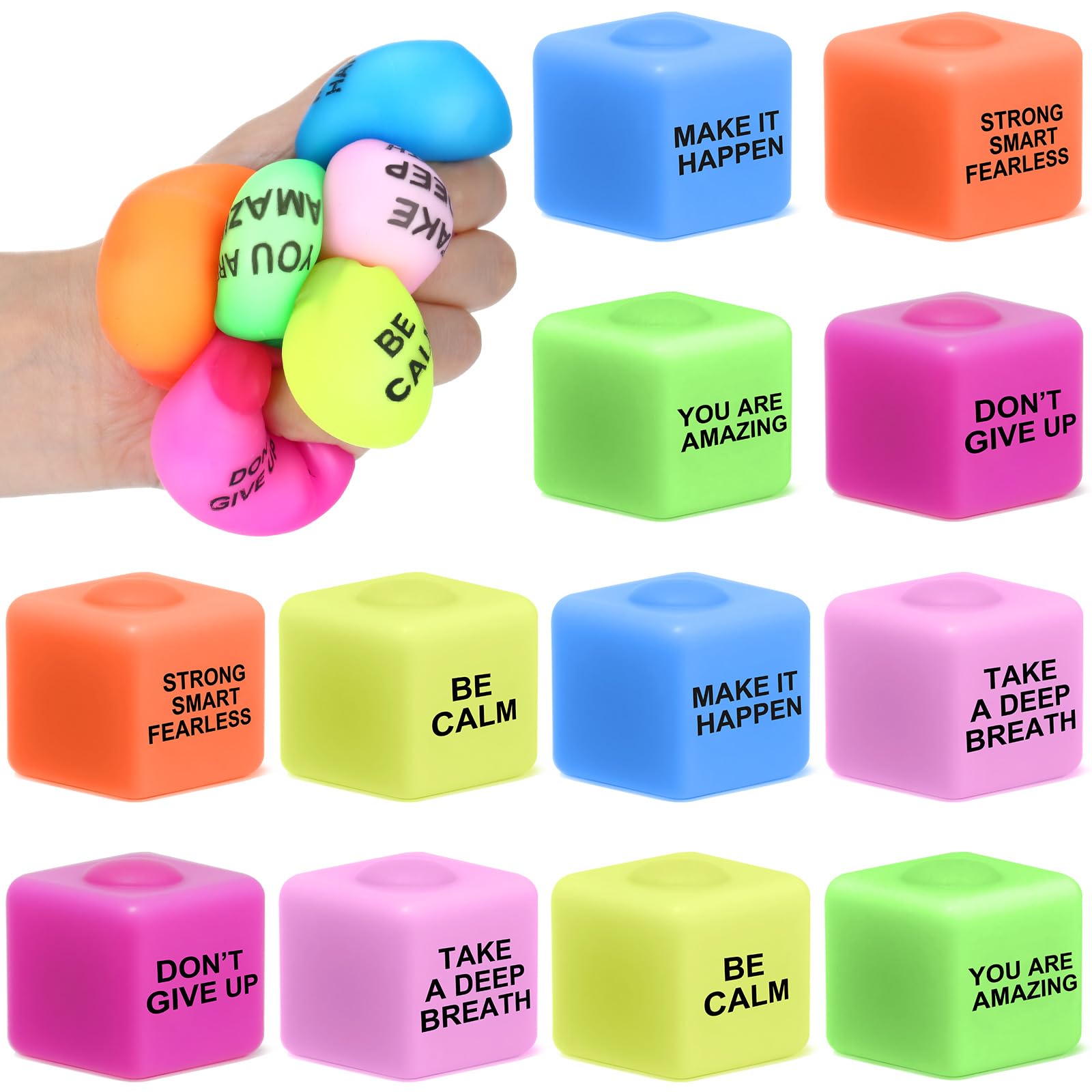 Photo 1 of Meooeck 42 Pack Slow Rising Stress Cube Mini Stretchy Fidget Toys Bulk Colorful Square Cube Sensory Stress Balls Pull Stretch Toys for Adults Anxiety Relief, Classroom Reward Prize Party Favors