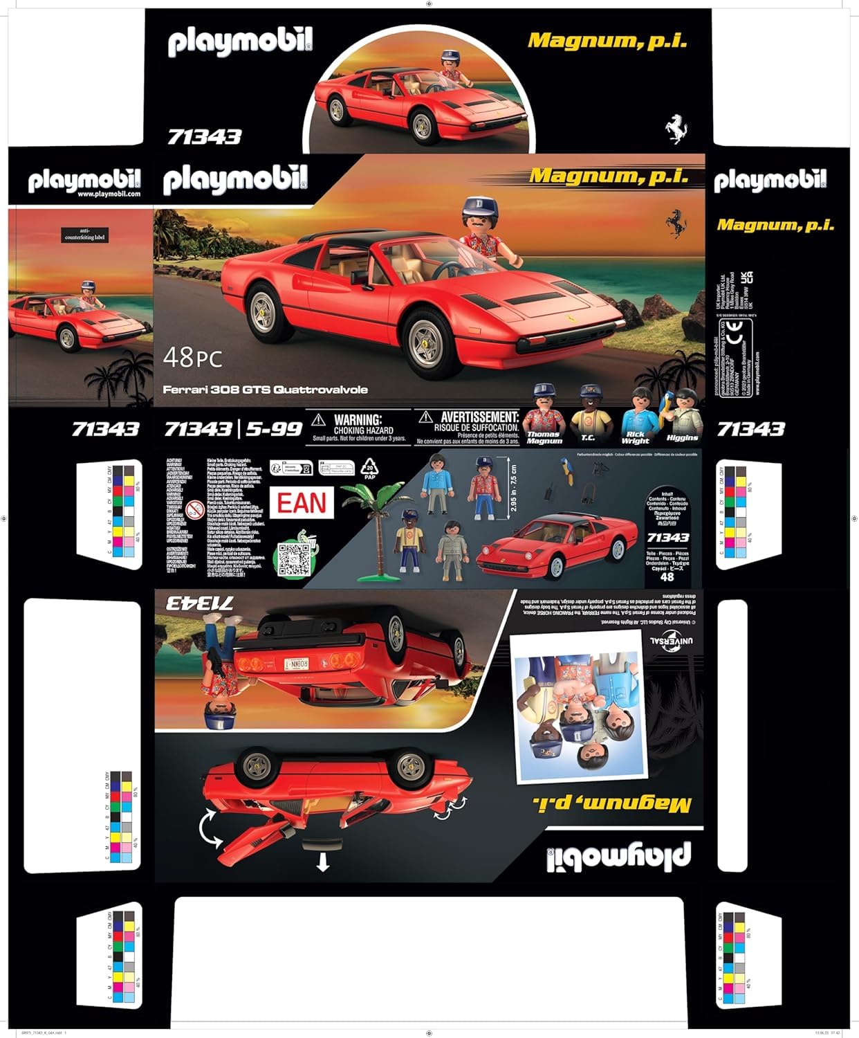 PLAYMOBIL Famous Cars 71343 Magnum, P.I. Ferrari 308 GTS Quattrovalvole, Supersportwagen, Sammlerstück für Autofans, Spielzeug für Sammler und Kinder ab 5 Jahren 8