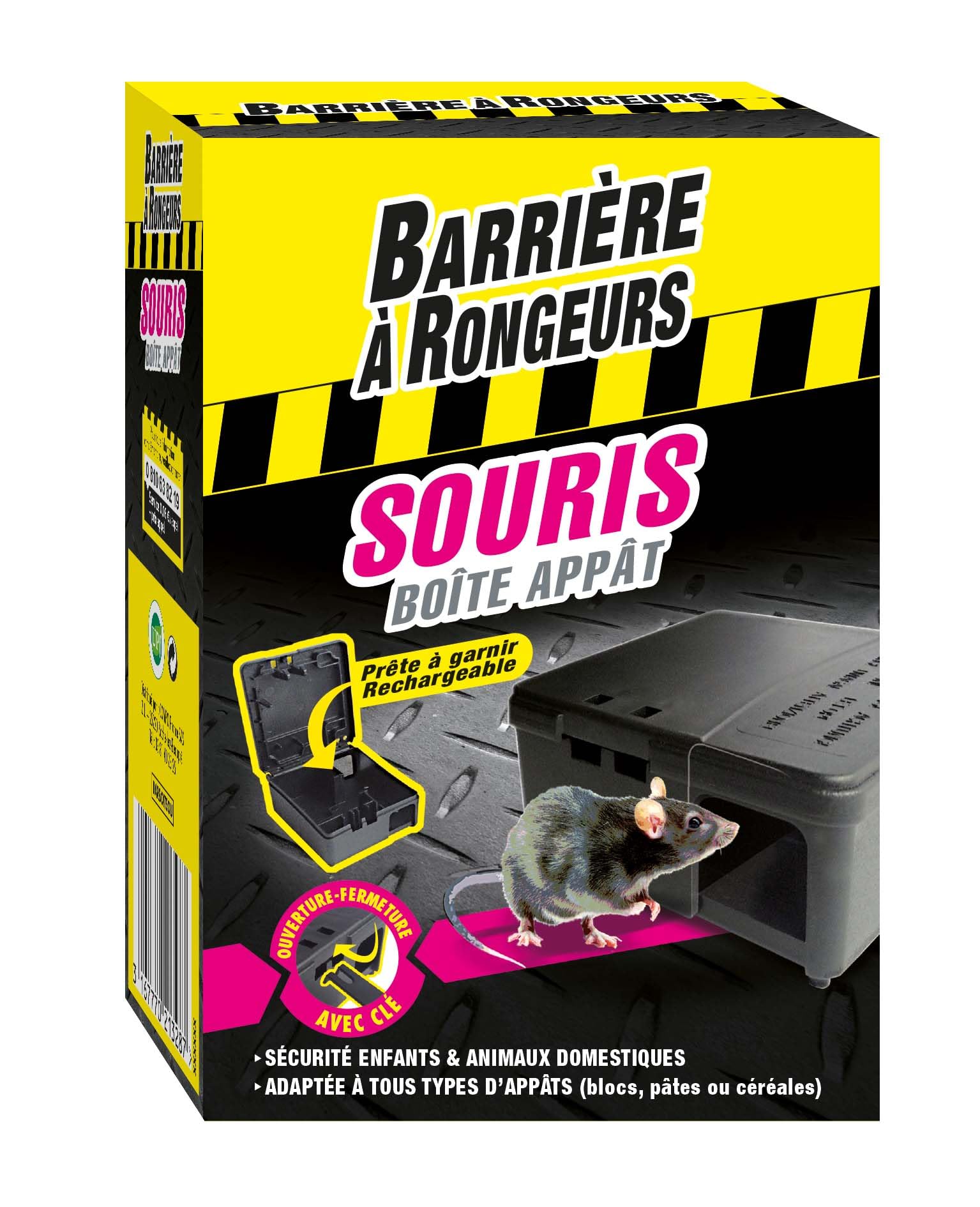 Barriere Rodent Bait Mouse Mice. 1boîte Bait Box – 1 Box of Needle, Black, 9 x 5 x 13 cm