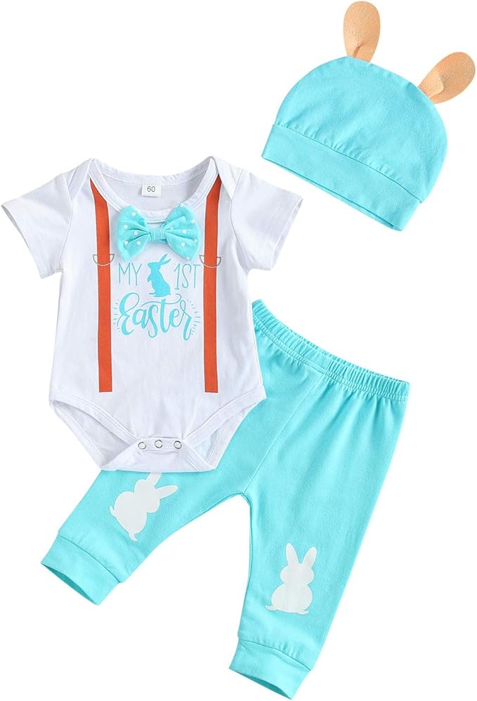 Newborn Baby Boy My First Easter Outfits Set Long Sleeve