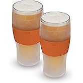 Host FREEZE Beer Glasses, Frozen Brew Mugs, Freezable Pint Glass Set, Insulated Beer Glass to Keep Your Drinks Cold, Double Walled Insulated Glasses, Gift for Dad, 16oz, Set of 2, Burnt Orange