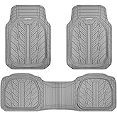 CAR PASS Deep Dish Rubber Floor Mats for Cars Full Set,Heavy Duty Car Mats,Universal Waterproof Trim-to Fit Automotive Floor Mats for Truck Van SUV, Durable All-Weather Car Mats 3-Piece (Light Gray)