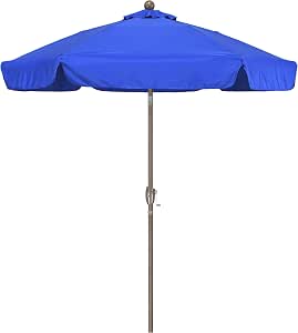 Amazon Com California Umbrella 7 5 Round Aluminum Pole Fiberglass Rib Umbrella Crank Open Push Button 3 Way Tilt Champagne Pole Pacific Blue Patio Umbrellas Garden Outdoor