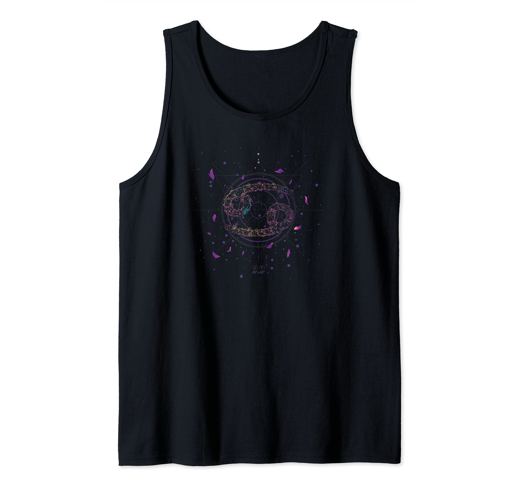 CANCER FLORAL ZODIAC SIGN Astrological Vaporwave Line Art Tank Top