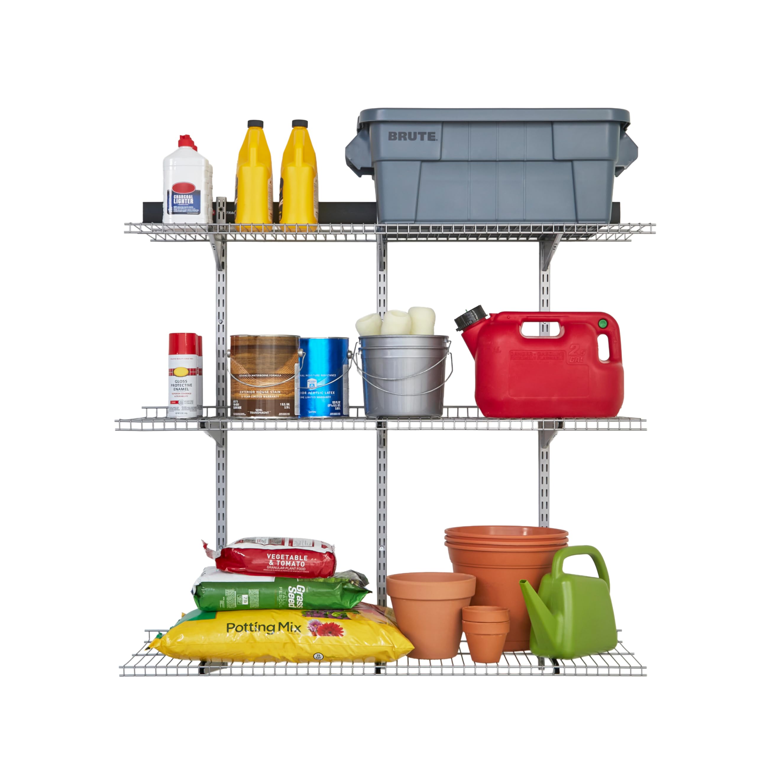 Photo 1 of ***MISSING PIECES*** Rubbermaid Fasttrack Rail Storage 48"x16" 3-Shelf Kit, 350 lbs. Per Shelf, for Home/Garage/Shed/Workshop Organization