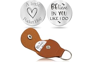 OUMILAN Pocket Hug Token Gifts for Men Boyfriend Girlfriend Inspirational Gift for Son Daughter Brother with Leather Keychain