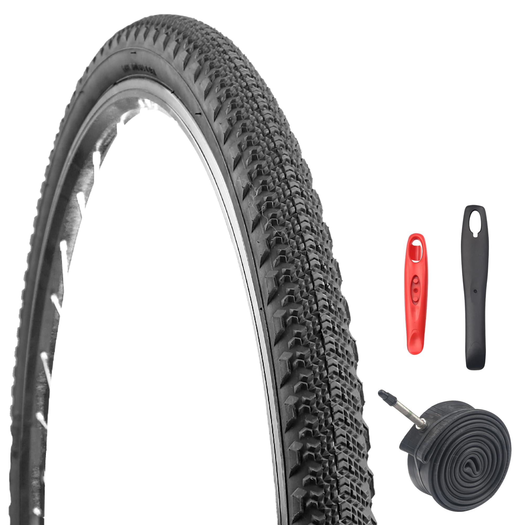MEGHNA 700x42c Road & Gravel Bike Tyre Set - High-Grip, Puncture-Resistant w/Butyl Inner Tubes & Tyre Levers (42-622, 29x1.6")