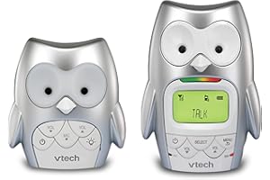 VTech Owl DECT 6.0 Digital Audio Baby Monitor with Night Light, 1 Parent Unit, Silver & White, DM225