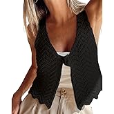 HengShunRui Women Tie Front Crochet Top Summer Boho Knit Vest Top Beach Cover Up