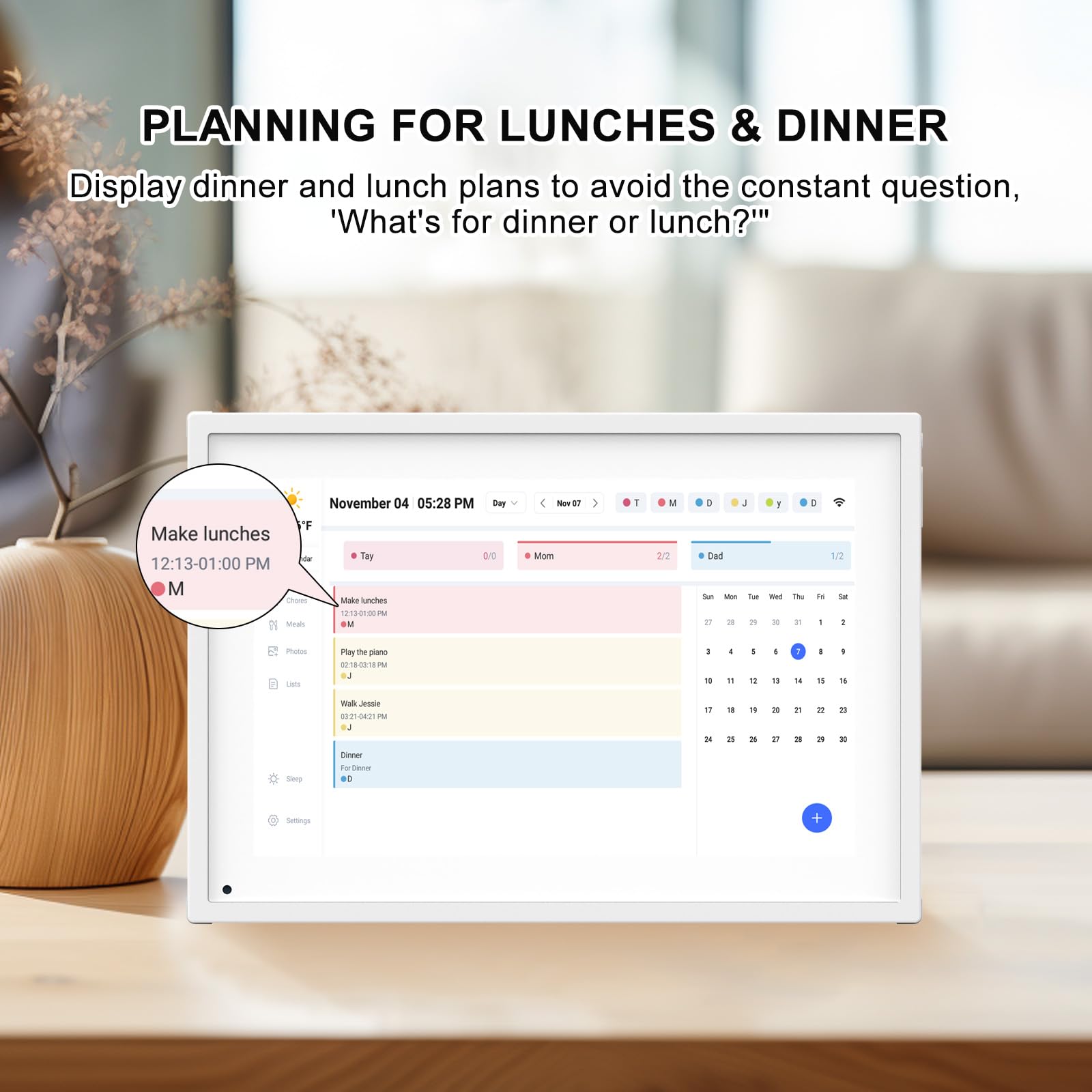 10.1 Inch Smart Digital Calendar Planner & Chore Chart, IPS HD Touchscreen Interactive Display, Smart Family Planner, Digital Picture Frame for Seamless Scheduling - Share Photos/Videos via App