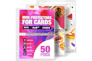 CRAFTSAINTS Mini Sheet Protectors fit 4x6'' Cards for 8.5x9.5’’ Mini Binders, Pack of 50 for Half Binders, Recipe Book Page Refill Sheets, 2 Pocket Index Card Protectors, Crystal Clear Covers