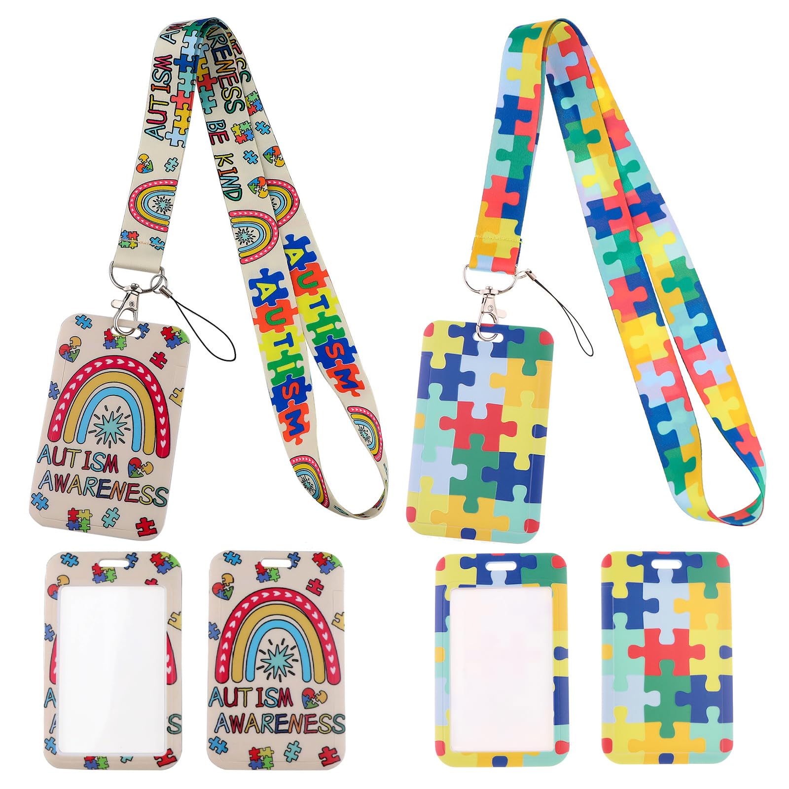 ExcellaElite 2 PCS Hidden Disability Lanyard, Autism Lanyard, Rainbow ID Badge Holder, for Kids, Teens, Teachers, Adults