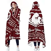Bestshop Gifts for Mom Wearable Blanket - Hooded Blanket with I Love You Mom, Birthday Gifts for Mothers Day from Daughter Son, Cozy Mother Blanket for Christmas Valentines Day, 78 x 59''
