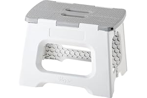 Vigar Compact Foldable Stool, 9 inches, Lightweight, 330-pound Capacity Non-Slip Folding Step Stool, Gray