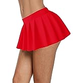 Afibi Women Sexy Stretchy Elastic Waist Pleated Ruffle Mini Skirt for Schoolgirl Outfits